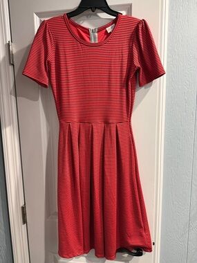 LuLaRoe Red and Black Striped Fit & Flare Dress